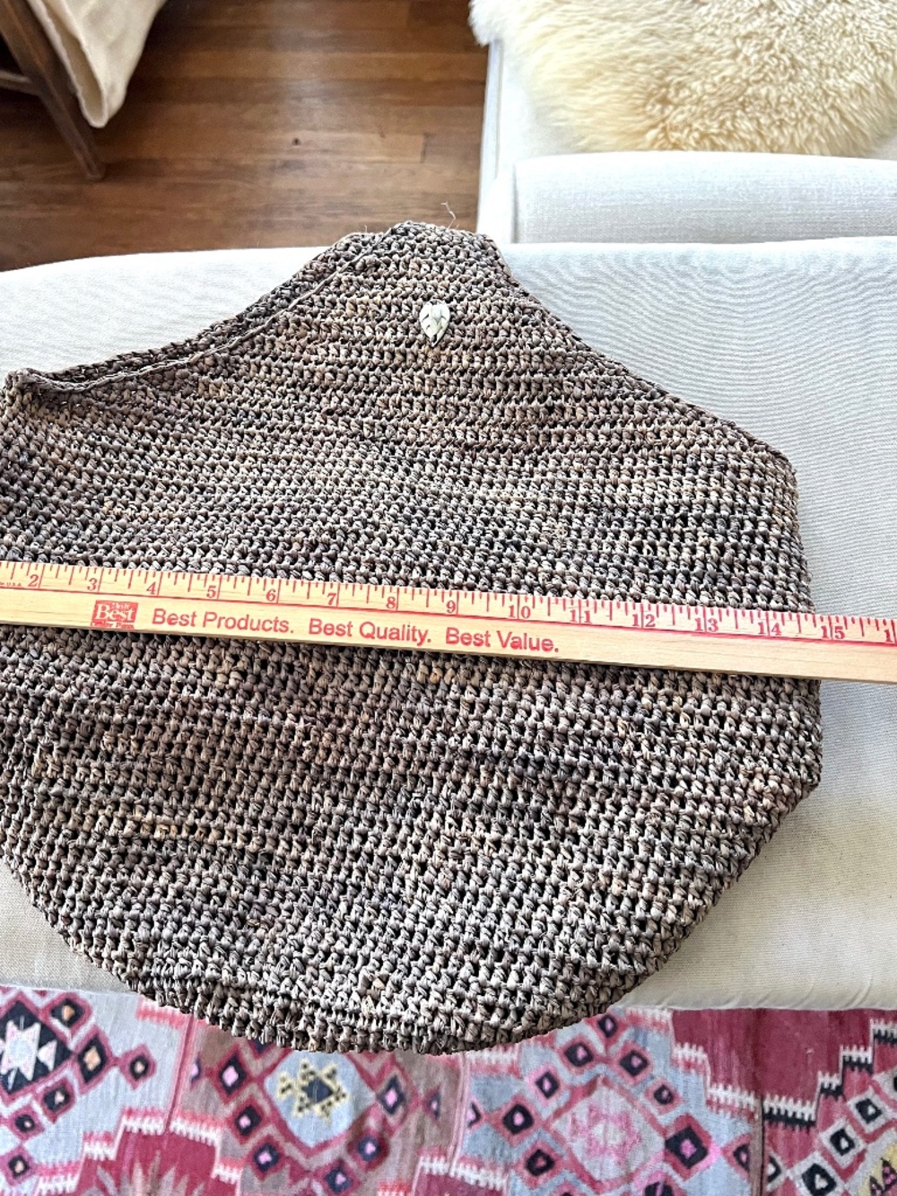 HELEN KAMINSKI Carillo Raffia Tote in Taupe Made In Madagascar - Picture 8 of 9